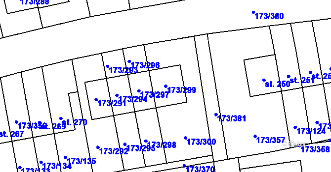 Parcela st. 173/299 v KÚ Velké Přílepy, Katastrální mapa