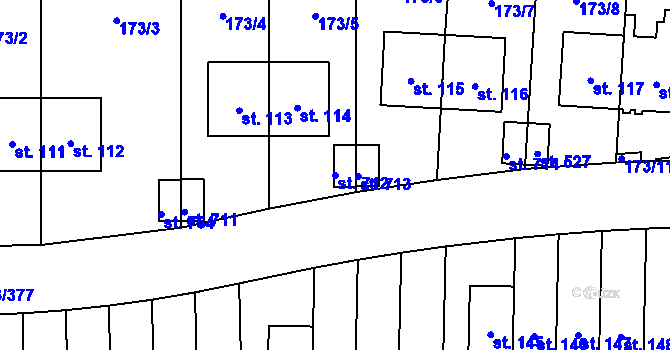 Parcela st. 712 v KÚ Velké Přílepy, Katastrální mapa