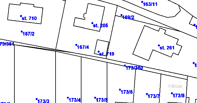 Parcela st. 719 v KÚ Velké Přílepy, Katastrální mapa