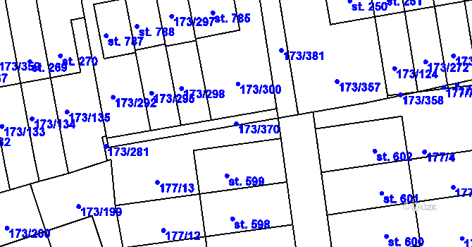 Parcela st. 173/370 v KÚ Velké Přílepy, Katastrální mapa