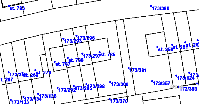 Parcela st. 785 v KÚ Velké Přílepy, Katastrální mapa