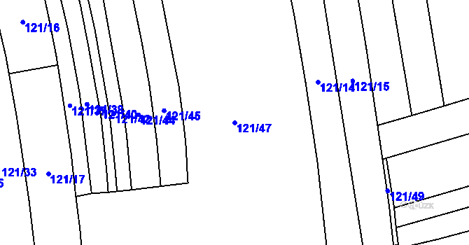 Parcela st. 121/47 v KÚ Velké Přítočno, Katastrální mapa