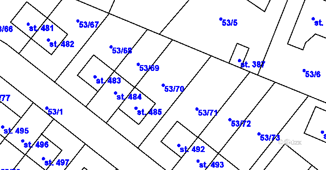Parcela st. 53/70 v KÚ Velké Přítočno, Katastrální mapa