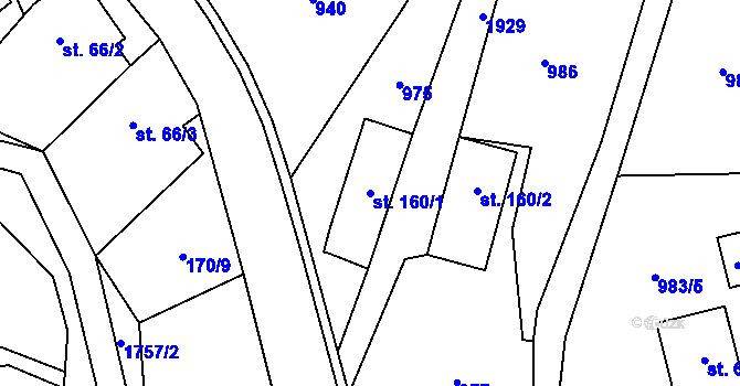 Parcela st. 160/1 v KÚ Velké Svatoňovice, Katastrální mapa
