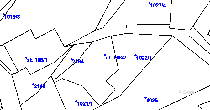 Parcela st. 168/2 v KÚ Velké Svatoňovice, Katastrální mapa