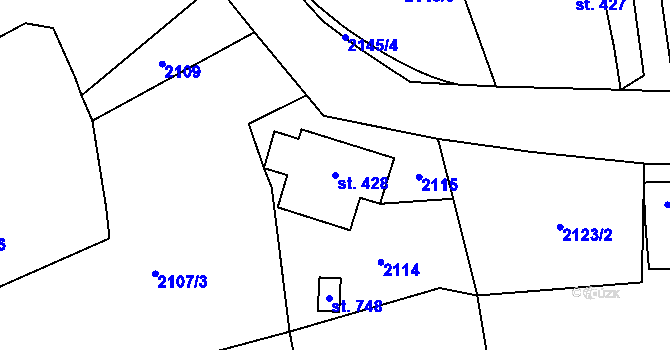 Parcela st. 428 v KÚ Velké Svatoňovice, Katastrální mapa