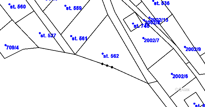Parcela st. 562 v KÚ Velké Svatoňovice, Katastrální mapa