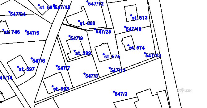 Parcela st. 575 v KÚ Velké Svatoňovice, Katastrální mapa