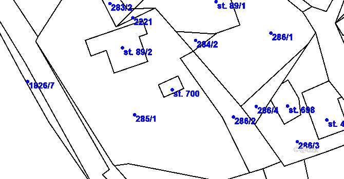 Parcela st. 700 v KÚ Velké Svatoňovice, Katastrální mapa