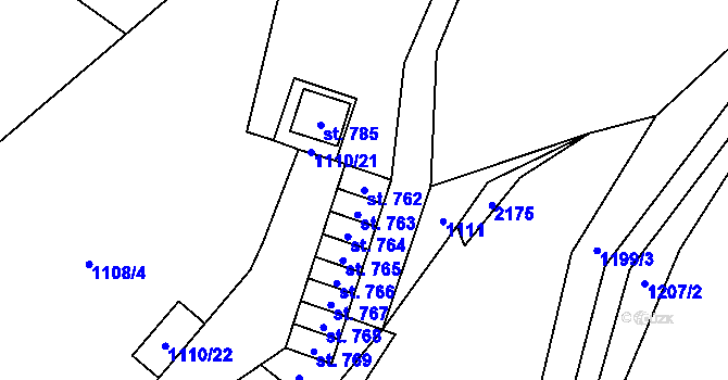 Parcela st. 762 v KÚ Velké Svatoňovice, Katastrální mapa