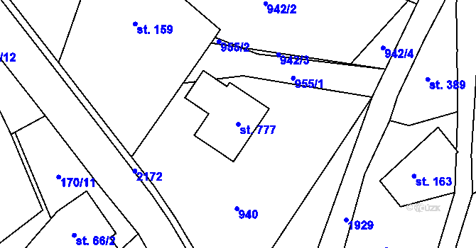 Parcela st. 777 v KÚ Velké Svatoňovice, Katastrální mapa