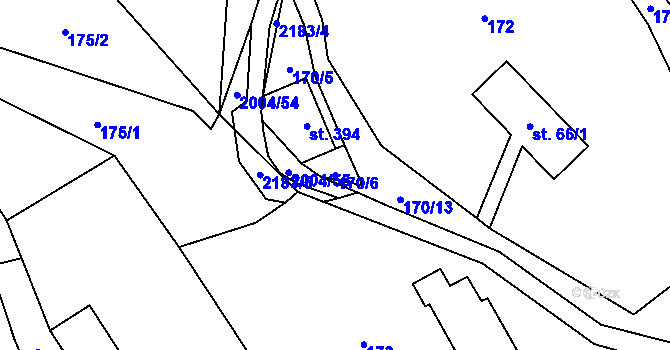 Parcela st. 170/6 v KÚ Velké Svatoňovice, Katastrální mapa