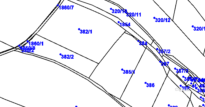 Parcela st. 385 v KÚ Velké Svatoňovice, Katastrální mapa
