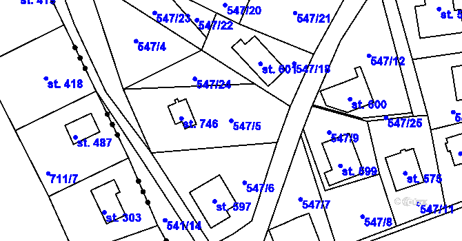 Parcela st. 547/5 v KÚ Velké Svatoňovice, Katastrální mapa
