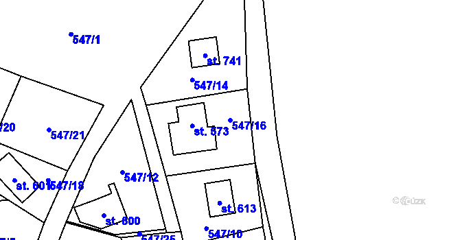 Parcela st. 547/16 v KÚ Velké Svatoňovice, Katastrální mapa