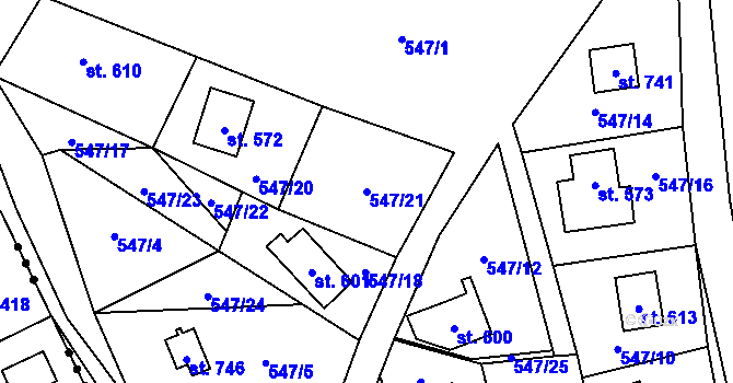 Parcela st. 547/21 v KÚ Velké Svatoňovice, Katastrální mapa