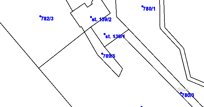 Parcela st. 789/5 v KÚ Velké Svatoňovice, Katastrální mapa