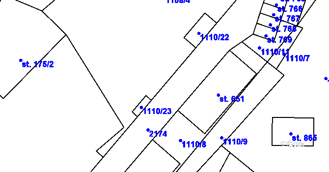 Parcela st. 1110/10 v KÚ Velké Svatoňovice, Katastrální mapa