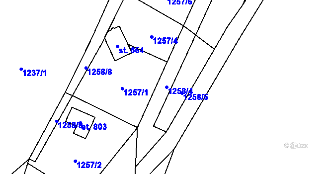 Parcela st. 1258/4 v KÚ Velké Svatoňovice, Katastrální mapa