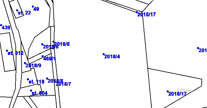 Parcela st. 2018/4 v KÚ Velké Svatoňovice, Katastrální mapa