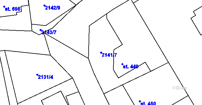 Parcela st. 2141/7 v KÚ Velké Svatoňovice, Katastrální mapa