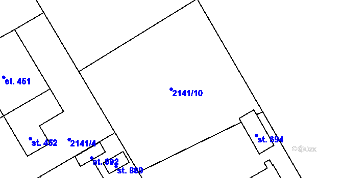 Parcela st. 2141/10 v KÚ Velké Svatoňovice, Katastrální mapa