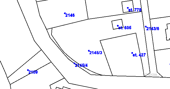 Parcela st. 2145 v KÚ Velké Svatoňovice, Katastrální mapa