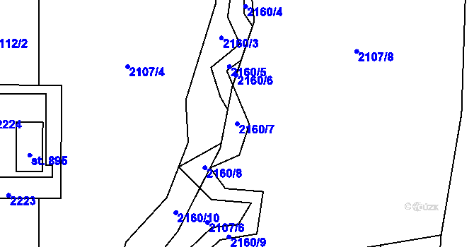 Parcela st. 2160/7 v KÚ Velké Svatoňovice, Katastrální mapa