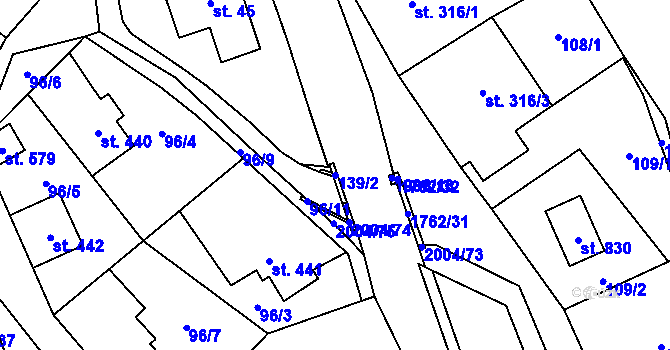 Parcela st. 139/2 v KÚ Velké Svatoňovice, Katastrální mapa
