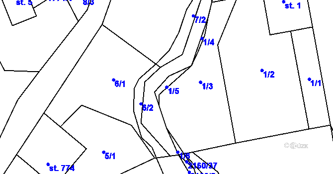 Parcela st. 1/5 v KÚ Velké Svatoňovice, Katastrální mapa