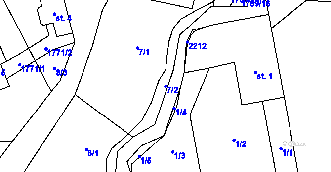 Parcela st. 7/2 v KÚ Velké Svatoňovice, Katastrální mapa