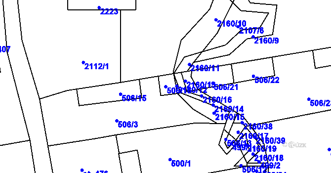 Parcela st. 506/16 v KÚ Velké Svatoňovice, Katastrální mapa