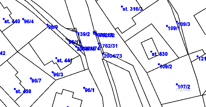 Parcela st. 2004/73 v KÚ Velké Svatoňovice, Katastrální mapa