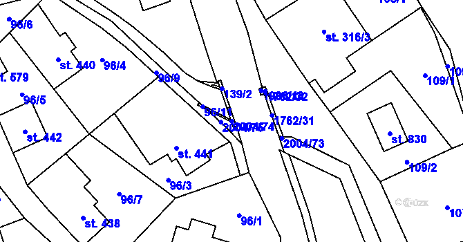 Parcela st. 2004/74 v KÚ Velké Svatoňovice, Katastrální mapa