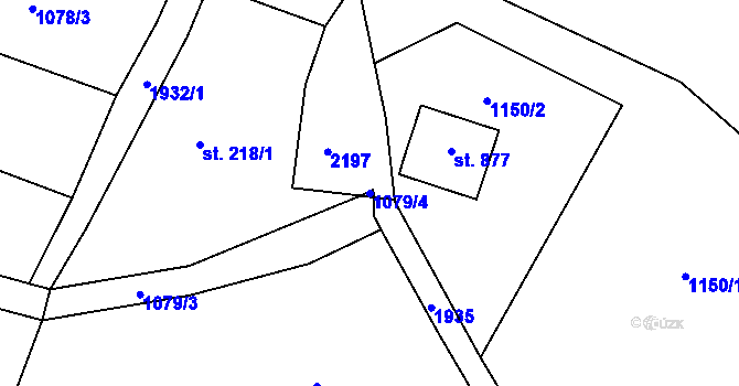 Parcela st. 1079/4 v KÚ Velké Svatoňovice, Katastrální mapa