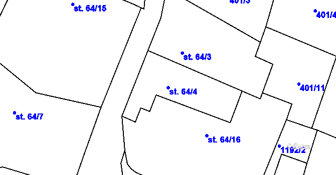 Parcela st. 64/4 v KÚ Velké Všelisy, Katastrální mapa