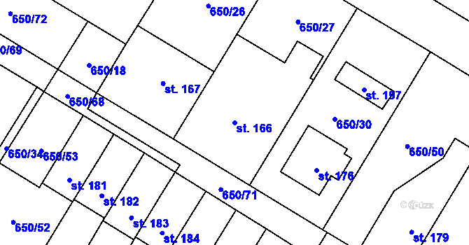 Parcela st. 166 v KÚ Velké Všelisy, Katastrální mapa