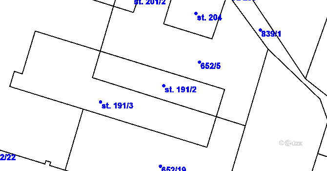 Parcela st. 191/2 v KÚ Velké Všelisy, Katastrální mapa