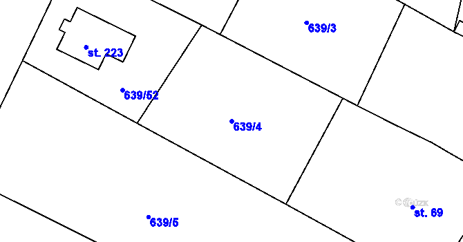 Parcela st. 639/4 v KÚ Velké Všelisy, Katastrální mapa