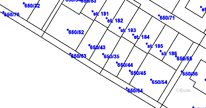 Parcela st. 650/35 v KÚ Velké Všelisy, Katastrální mapa