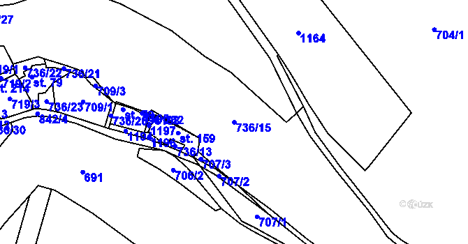Parcela st. 736/15 v KÚ Velké Všelisy, Katastrální mapa