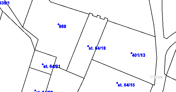 Parcela st. 64/18 v KÚ Velké Všelisy, Katastrální mapa