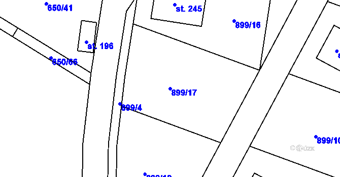 Parcela st. 899/17 v KÚ Velké Všelisy, Katastrální mapa