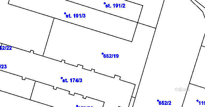 Parcela st. 652/19 v KÚ Velké Všelisy, Katastrální mapa