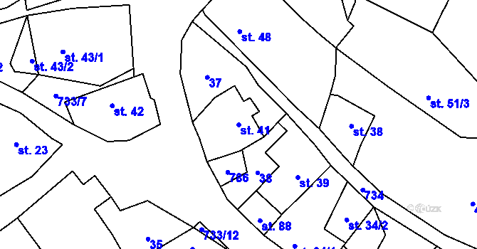 Parcela st. 41 v KÚ Malíč, Katastrální mapa