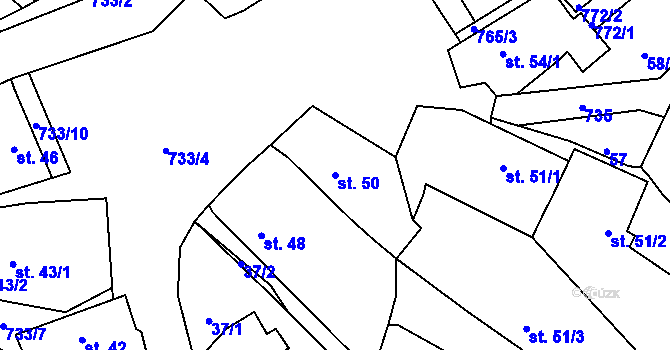 Parcela st. 50 v KÚ Malíč, Katastrální mapa