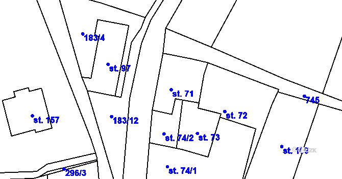 Parcela st. 71 v KÚ Malíč, Katastrální mapa