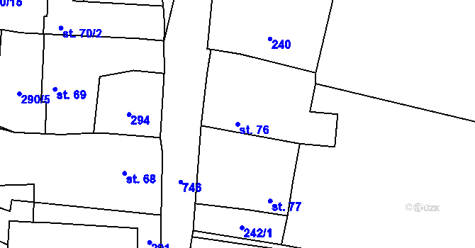 Parcela st. 76 v KÚ Malíč, Katastrální mapa