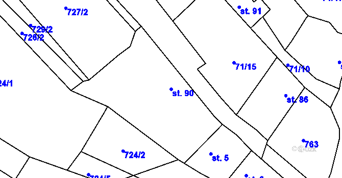 Parcela st. 90 v KÚ Malíč, Katastrální mapa