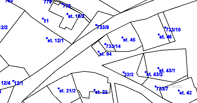 Parcela st. 94 v KÚ Malíč, Katastrální mapa